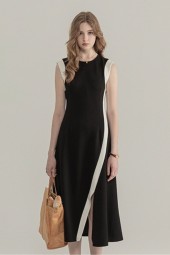 Chic Sleeveless Splice Tank Dress: Elegant, Slim Fit