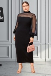 Black Mesh Plus Size Evening Dress for Summer Club